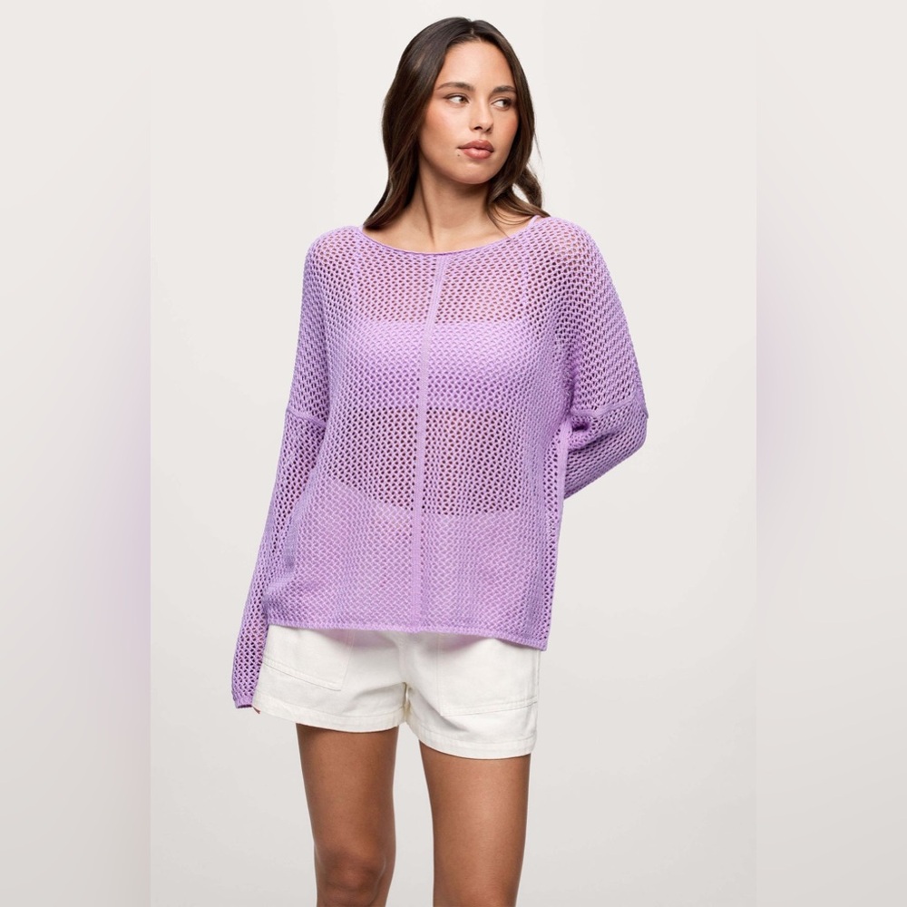 NWOT NUUDS Open Knit Sweater in Orchid